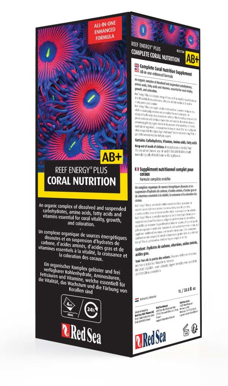 View of Red Sea Reef Energy Plus AB+ Coral Nutritional Supplement 1ea/33.8 Fl ...